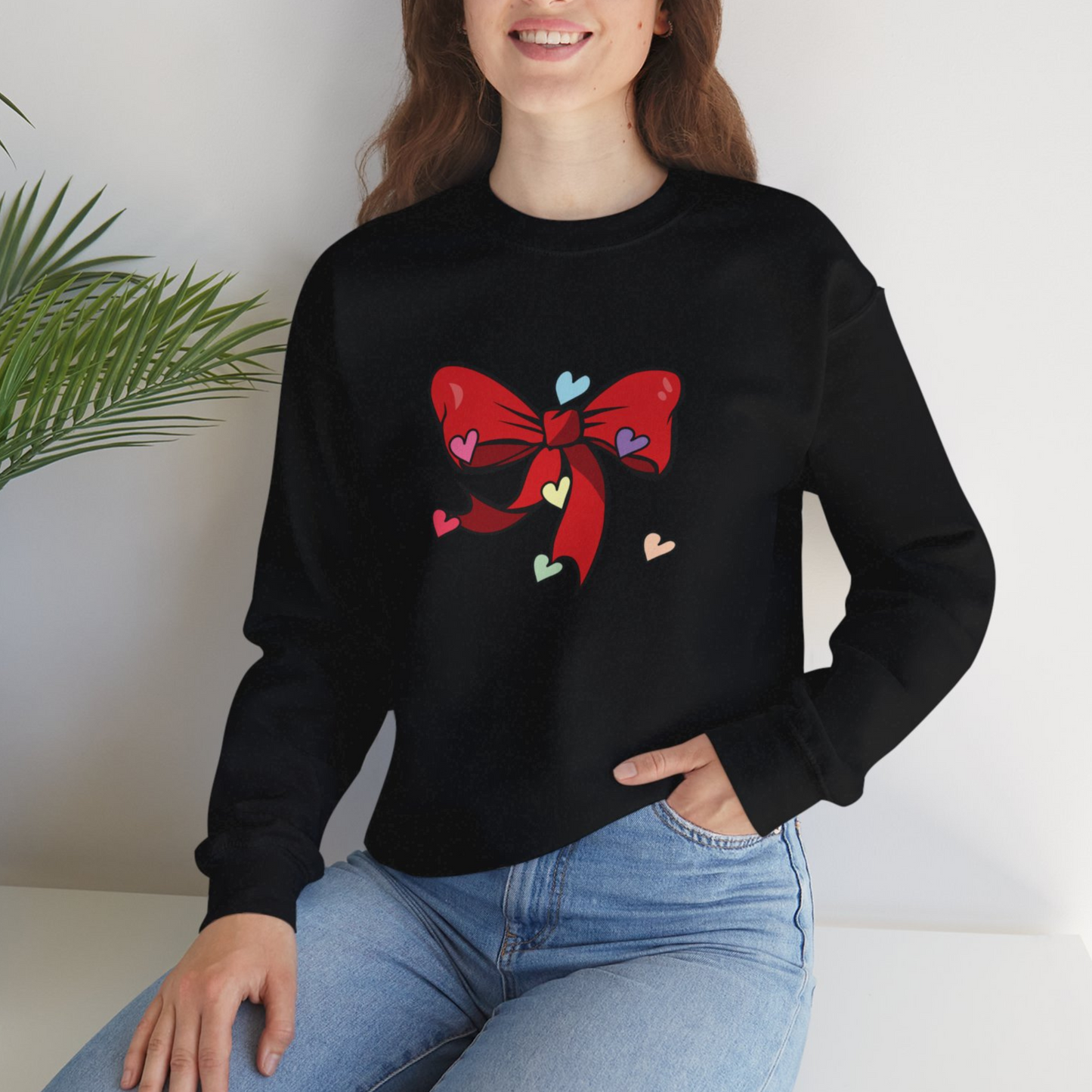 Coquette Bow Valentines Day Hearts Sweatshirt