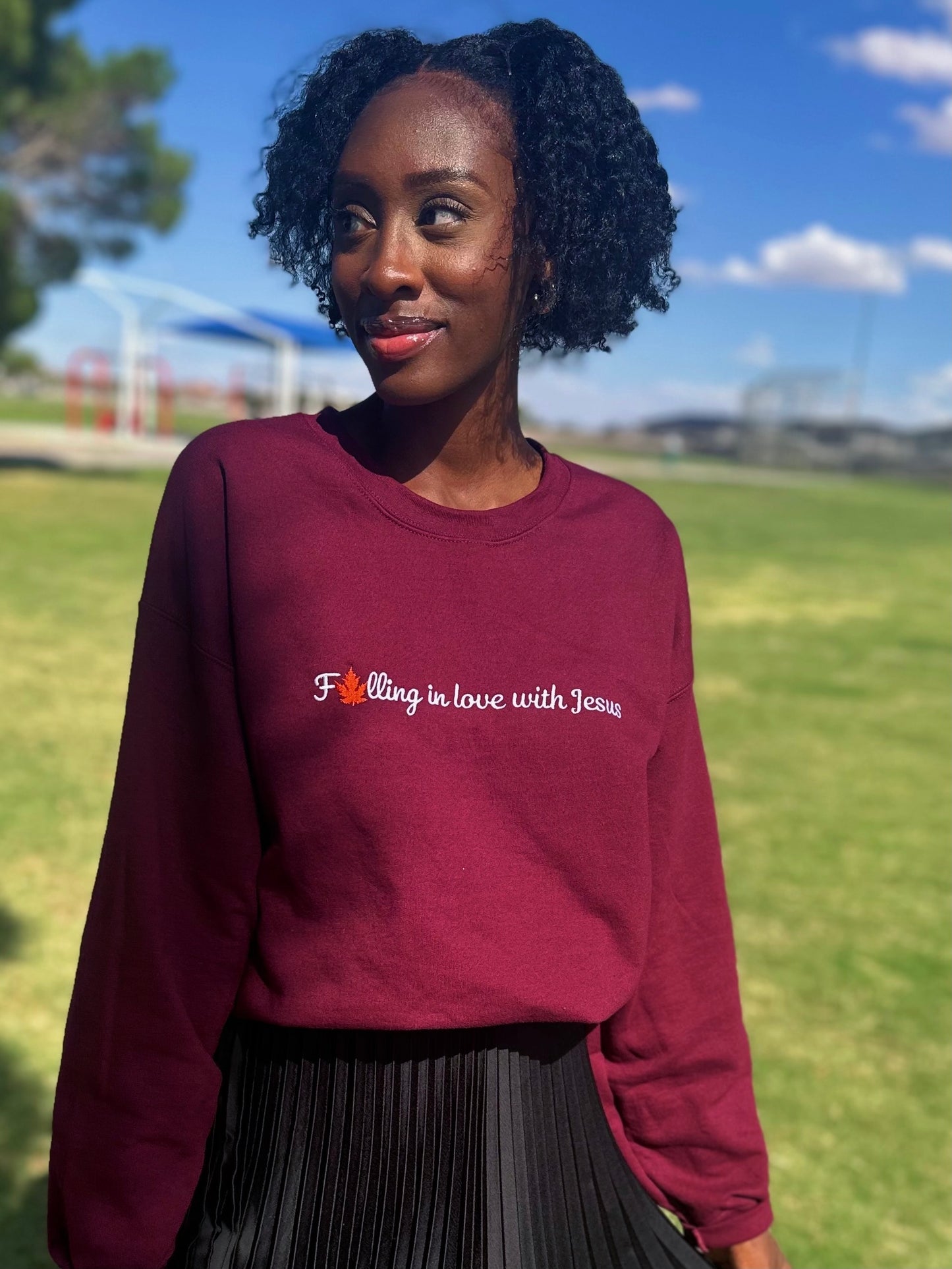 Falling in Love with Jesus Embroidered Sweatshirt