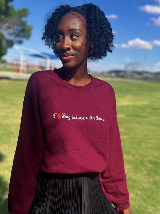 Falling in Love with Jesus Embroidered Sweatshirt