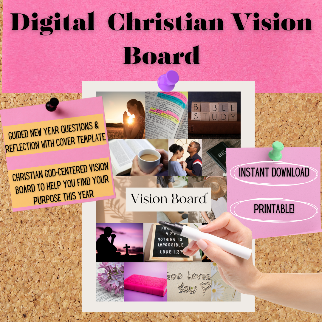 Digital Vision Board With Guided New Year Goals, Purpose, and Achievements Question Guide