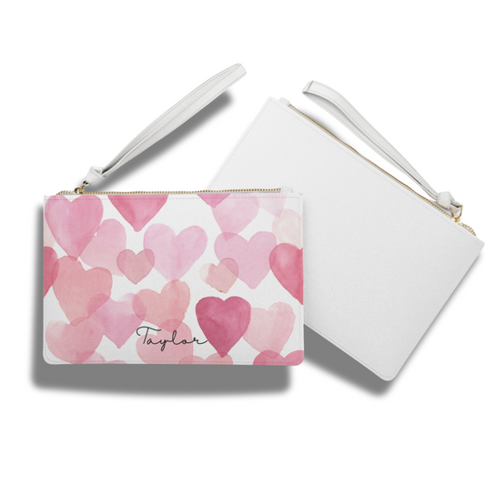 Custom Name Hearts Wristlet