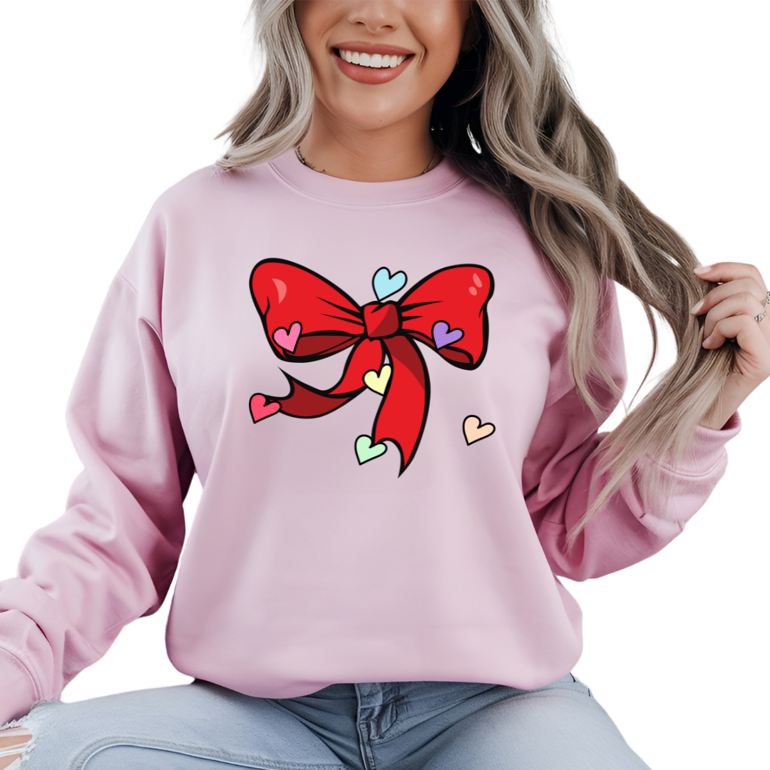 Coquette Bow Valentines Day Hearts Sweatshirt